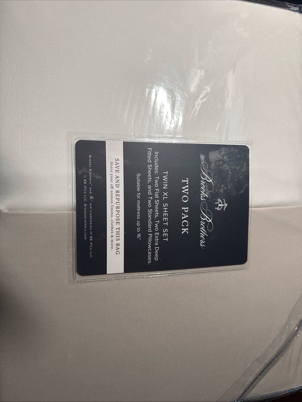 Brooks Brothers White / Tan Twin  XL Sheet Set - Two Pack NWT